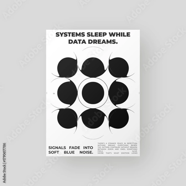 Obraz Abstract black-and-white poster featuring liquid glass distortion and smooth refraction effects. A futuristic composition blending typography, reflection, and optical illusion