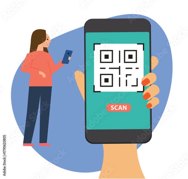 Fototapeta QR code scanning with mobile phone