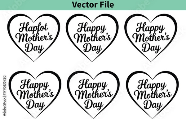 Obraz Happy Mother's Day Heart Shape Calligraphy Designs