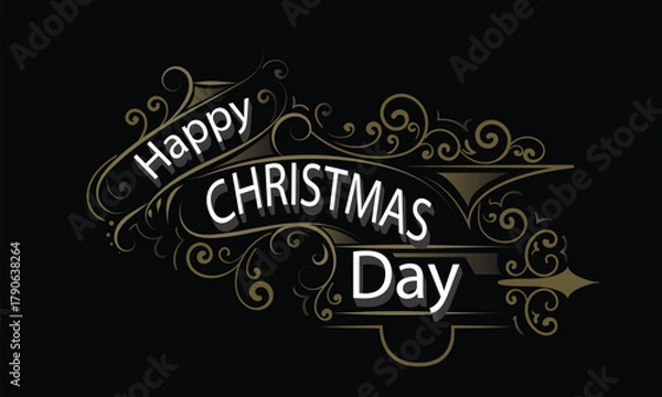 Fototapeta HAPPY CHRISTMAS DAY lettering custom style design