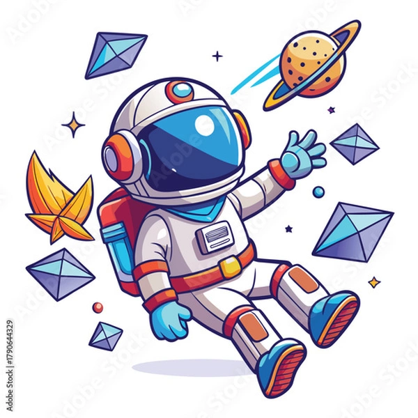 Fototapeta Adventurous Astronaut Exploring the Cosmic Universe adventurous astronaut exploring the