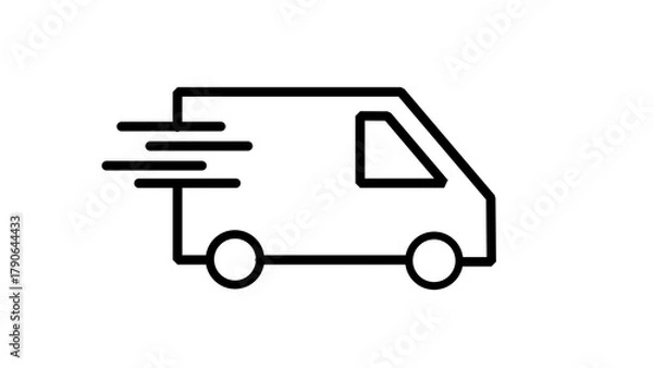 Obraz Fast delivery van icon simple line art vector illustration isolated on white background for web design