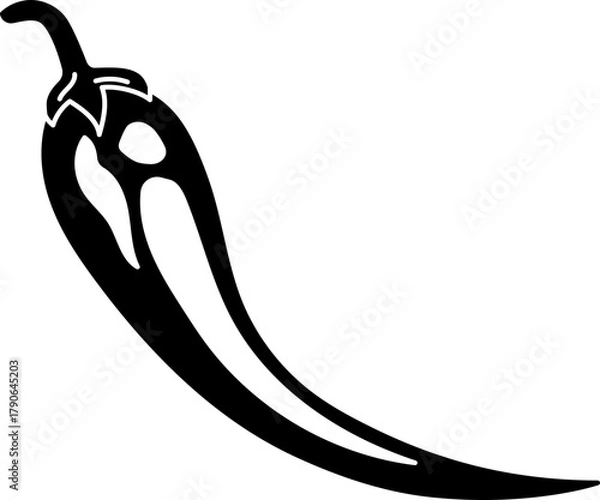 Fototapeta Solid line icon of a chili pepper, ideal for spicy food menus and seasoning design.