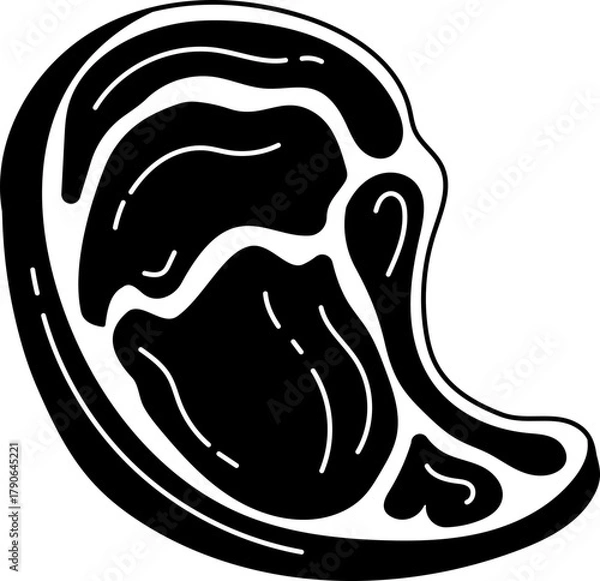 Fototapeta Solid line icon of a raw pork chop, perfect for butcher, food apps, and menu illustrations.