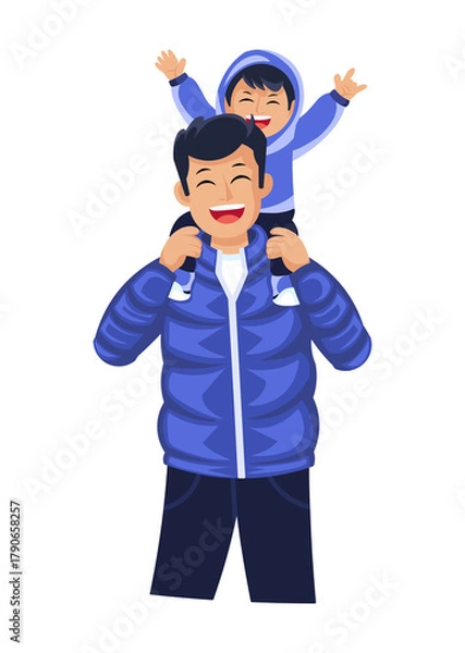 Fototapeta A heartwarming, transparent PNG of a father and his little son sharing a moment of togetherness on Father's Day.