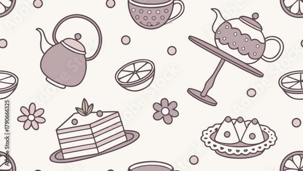 Obraz A seamless tea-themed pattern illustration. Modern abstract design for paper, covers, fabric, interior decor, and other applications.