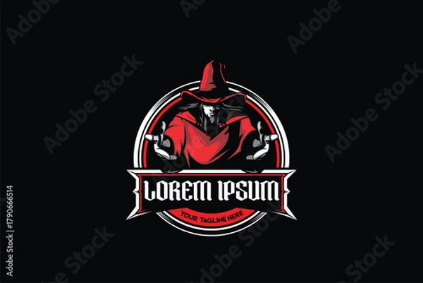 Obraz Witch man cartoon character vector logo template