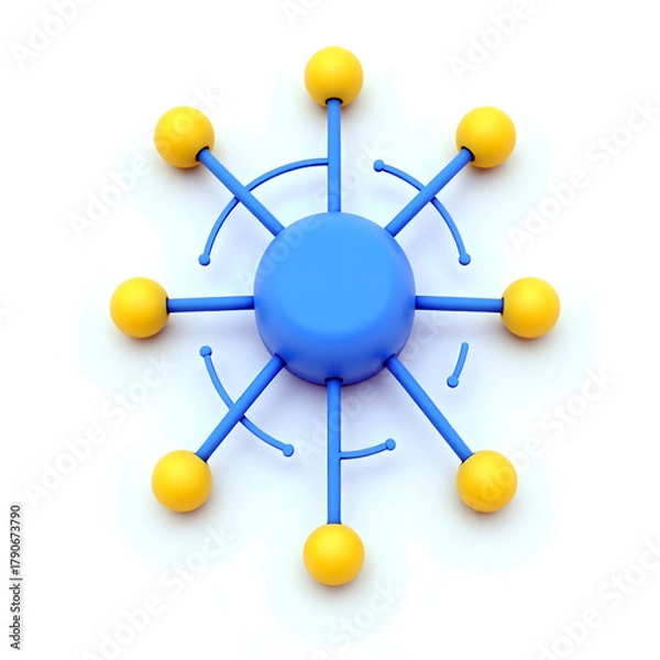 Obraz Abstract Geometric Network Structure with Connections and Spheres