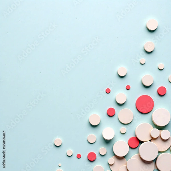 Obraz Abstract Light Blue Background with Scattered Circles and Dots