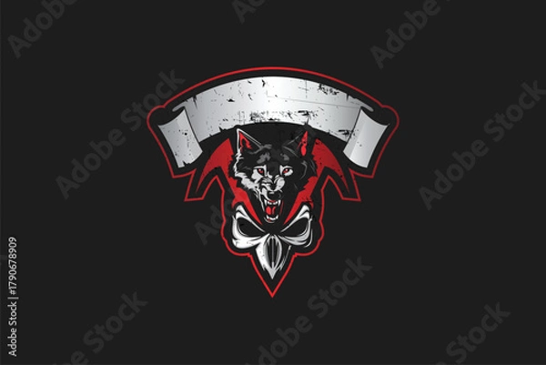 Obraz Wolf and skull vector image logo template