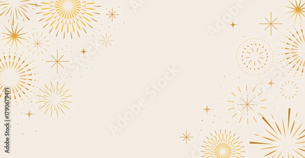 Obraz Golden abstract fireworks background for Christmas, New Year and 4th of July designs