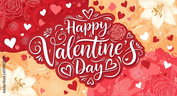 Obraz Crimson Love Burst: Doodle-Style Valentine's Day Greeting