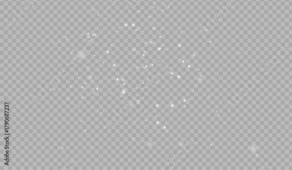 Fototapeta Snowflakes falling decoration isolated background. White snow flying on transparent