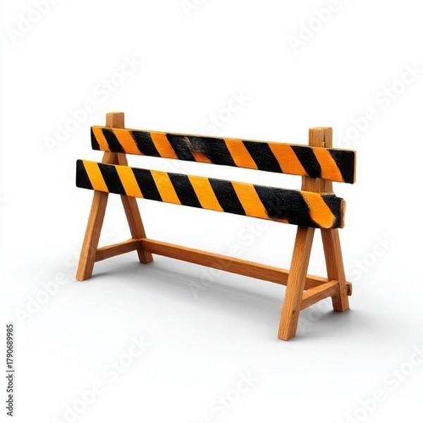 Obraz Orange and black striped construction barrier isolated on white background
