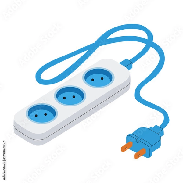 Obraz Isometric vector illustration power strip blue