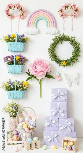 Fototapeta Easter decorations display springtime celebration aesthetic