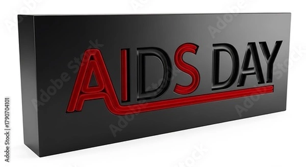Obraz Aids day text on black box, 3d rendering
