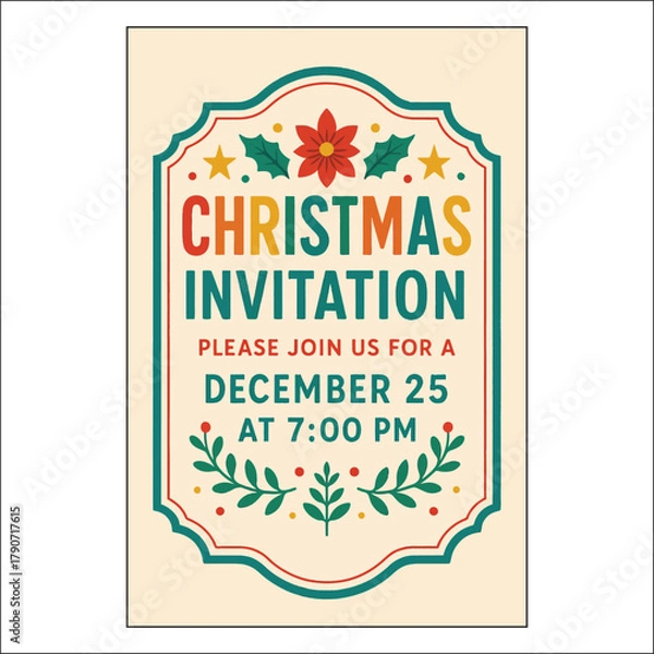 Obraz Christmas Invitation Label Design