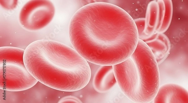 Fototapeta Close-Up of Red Blood Cells Flowing in Microvasculature Highlighting Circulatory System and Hematology Concepts