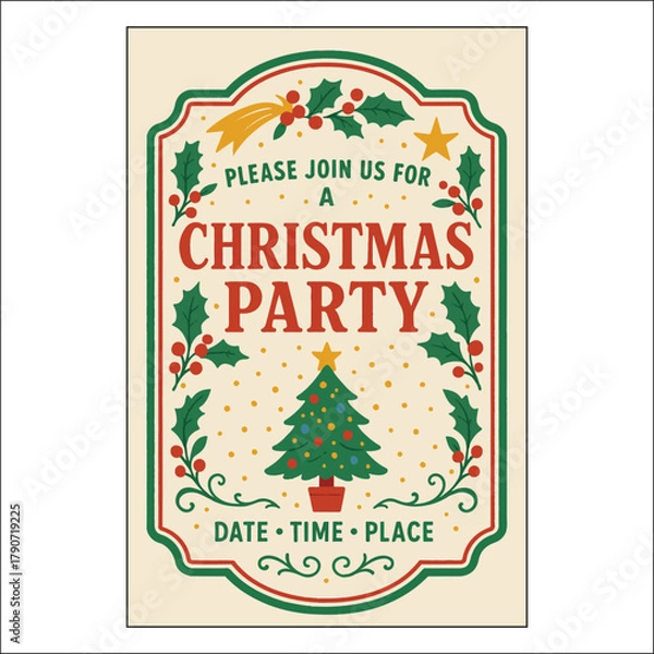 Obraz Christmas Invitation Label Design