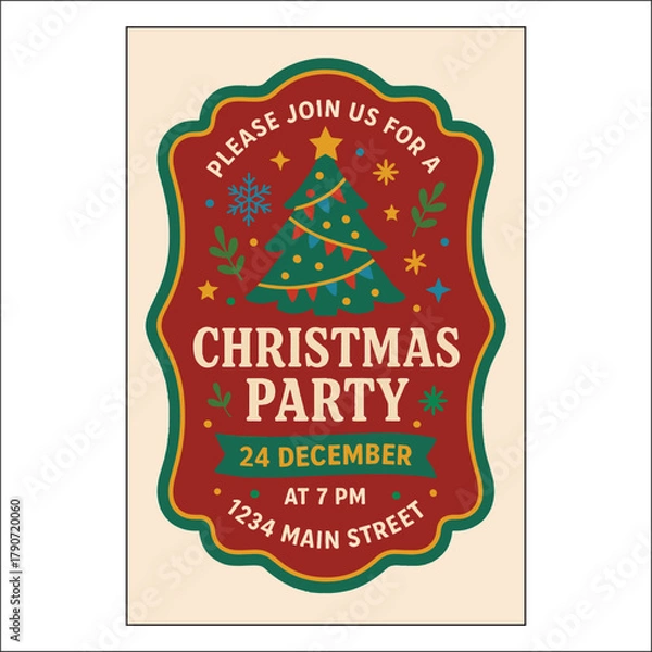 Obraz Christmas Invitation Label Design