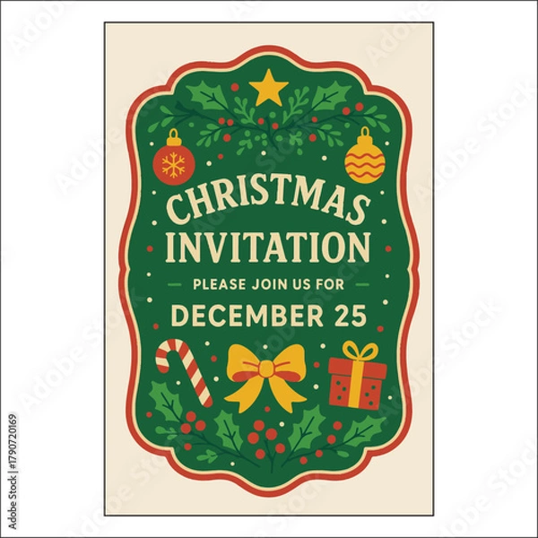 Obraz Christmas Invitation Label Design
