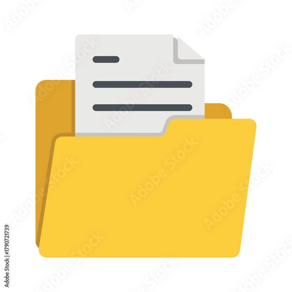 Fototapeta Yellow Folder Open Document Empty File System Icon Data Directory Storage Vector Illustration