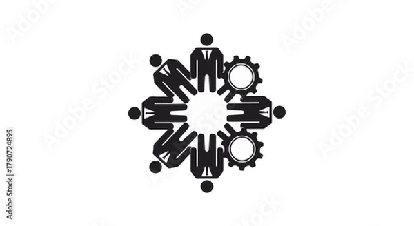 Fototapeta Diverse team working together in harmony, representing collaboration and shared goals within a company.