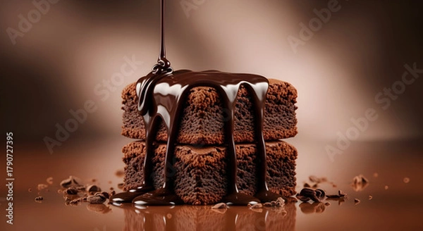 Obraz Indulge in the rich decadence of our double chocolate brownie stack, a symphony of flavors that will tantalize your taste buds and elevate any dessert experience.