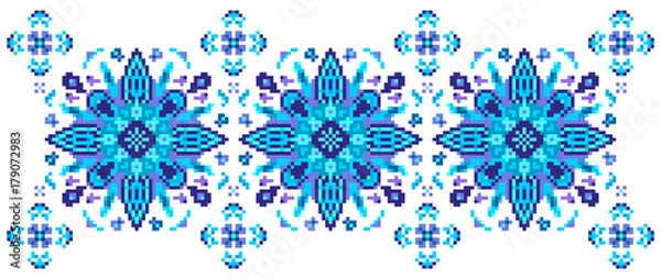 Fototapeta Bright floral pattern for cross-stitching. Abstract vector illustration