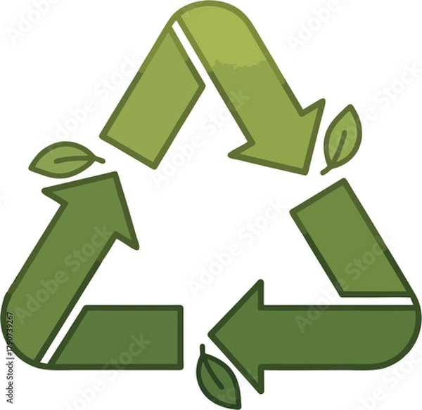 Obraz Illustration of a green recycling symbol with leaves, representing environmental consciousness and sustainability.