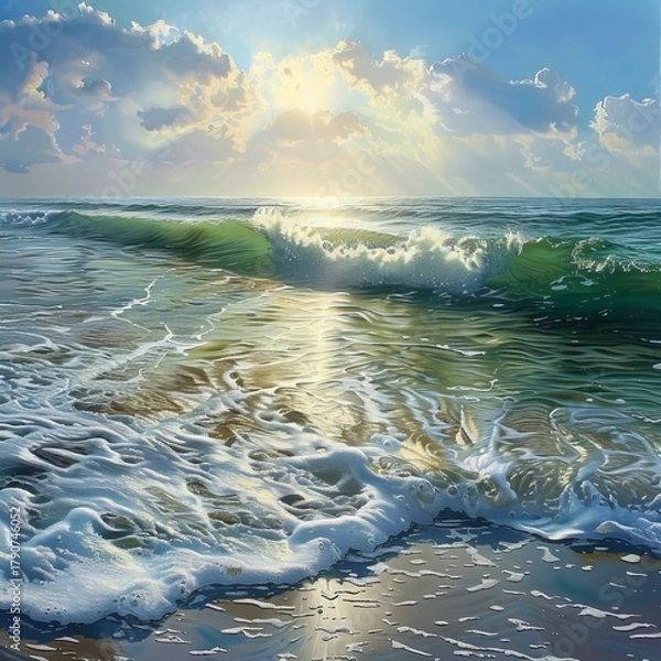 Fototapeta realistic seascape depicting the separation of sea and land