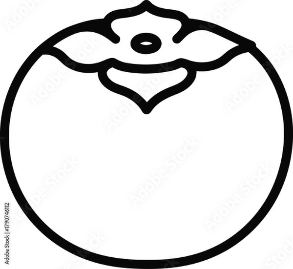 Obraz Illustration of a persimmon, showcasing its round shape and distinctive calyx for simple coloring book