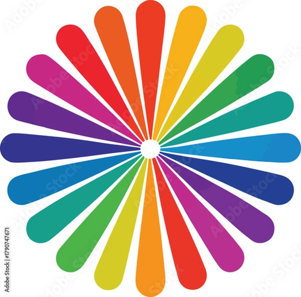 Fototapeta Color Wheel Flower Vector Bright Rainbow Pinwheel Design in Minimalist Style