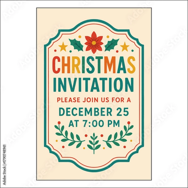 Obraz Christmas Invitation Label Design 