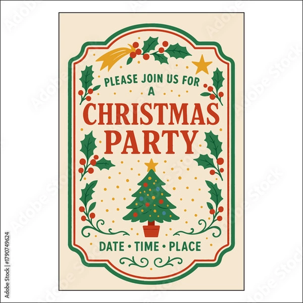 Obraz Christmas Invitation Label Design 