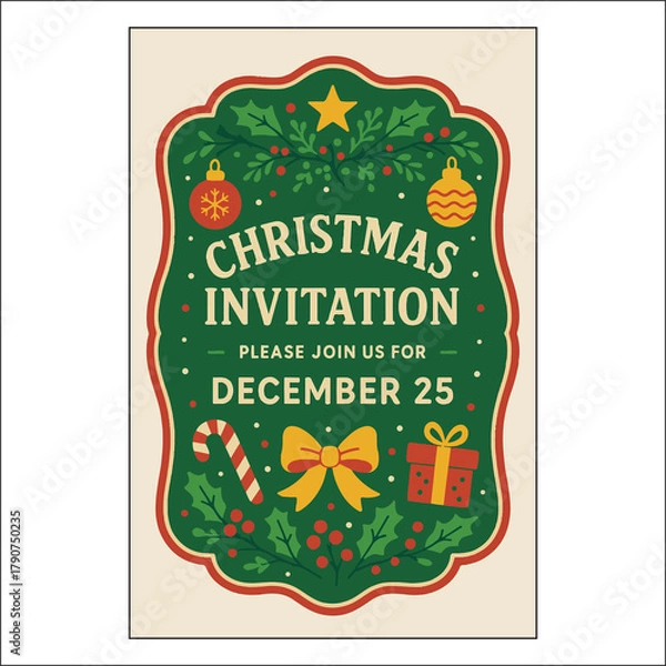 Obraz Christmas Invitation Label Design 