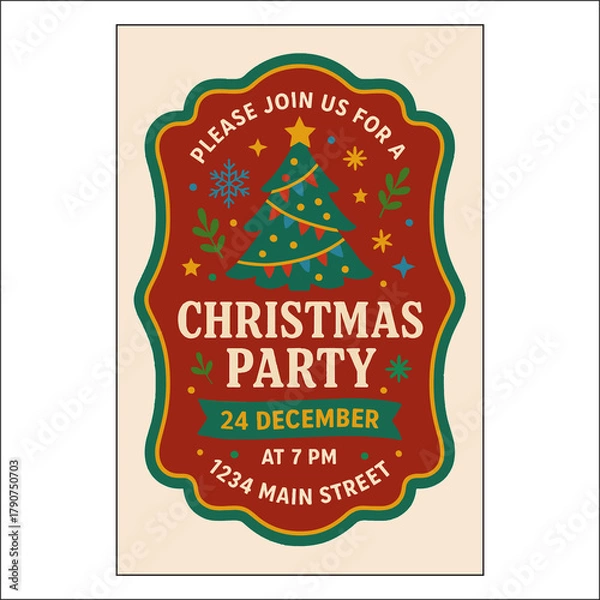 Obraz Christmas Invitation Label Design 