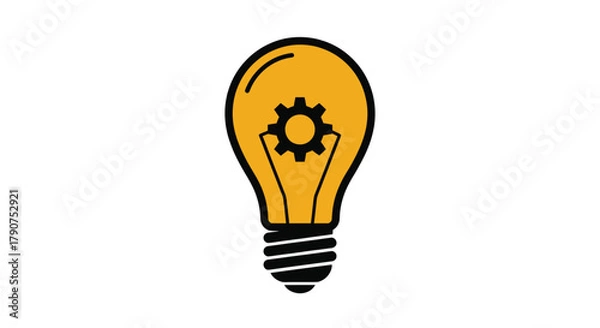 Fototapeta A light bulb with a gear inside symbolizes innovation and mechanical ideas.