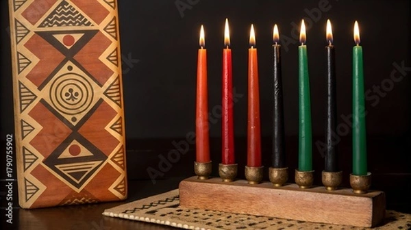 Obraz Kwanzaa celebration with kinara and candles