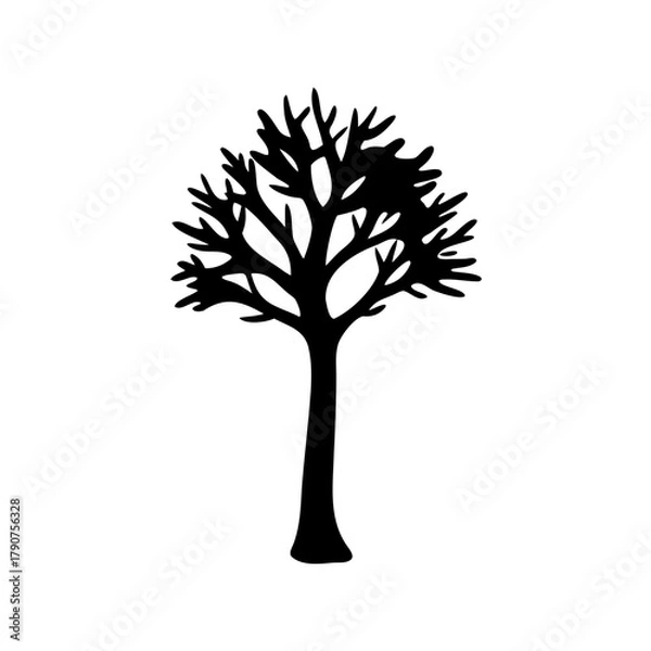 Obraz Stylized bare tree silhouette, abstract seasonal nature Vector, illustration