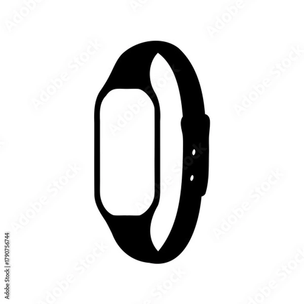Obraz Black fitness tracker silhouette isolated on white background Vector, illustration