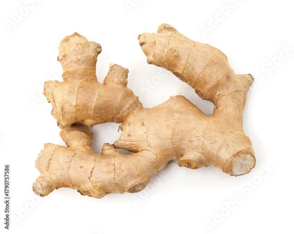 Fototapeta Fresh ginger root isolated on white background.