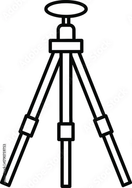 Fototapeta A simple line drawing of a tripod is shown against a white background.