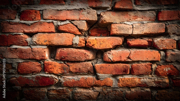 Fototapeta Distressed Red Brick Wall