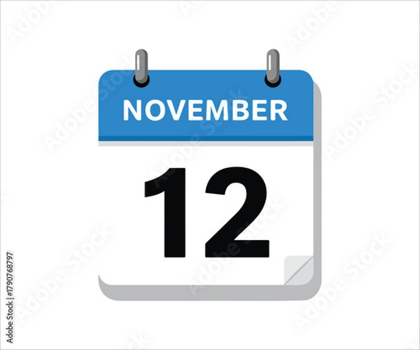 Obraz Stylized blue calendar icon representing November 12th business event reminder