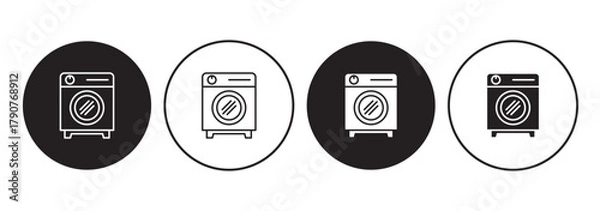 Fototapeta Clothes washing machine vector icon sheet. laundry washer sign. home appliance electric wash machine vector symbol on white background.