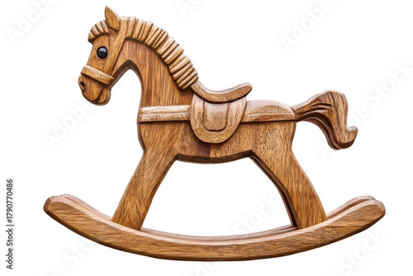 Obraz Beautiful wooden rocking horse designed for children, perfect for playtime in a cozy home setting or nursery, offering a classic and timeless appeal