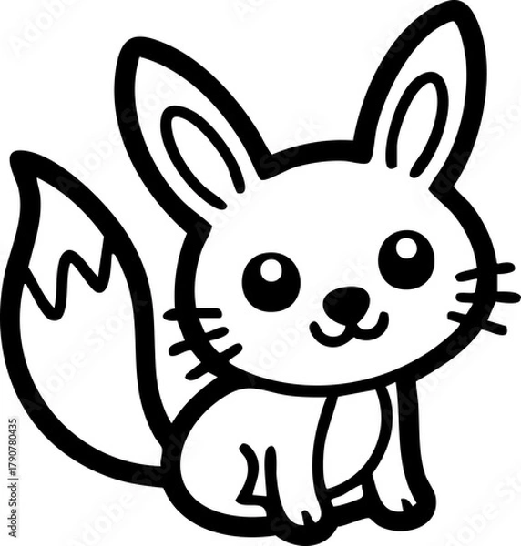 Obraz Cute fox for coloring book