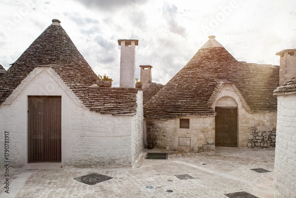 Obraz The distinctive and unique Trulli houses of Alberobello, Italy. Europe. UNESCO World Heritage Site.